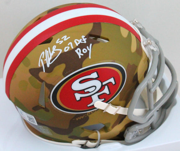Patrick Willis Autographed SF 49ers Camo Speed Mini Helmet w/ Insc- Beckett W Hologram *White Image 1