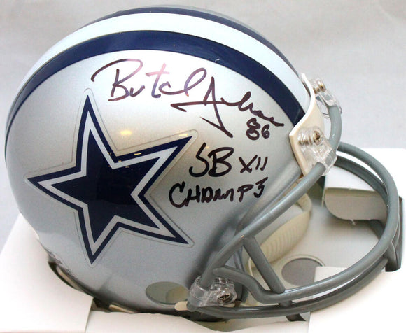 Butch Johnson Autographed Dallas Cowboys Mini Helmet W/ SB Champs- JSA Witnessed Auth