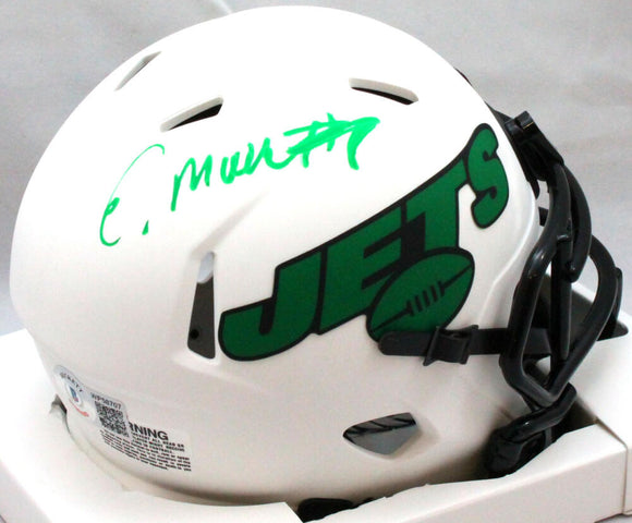 Elijah Moore Signed New York Jets Lunar Speed Mini Helmet- Beckett W Hologram *Green