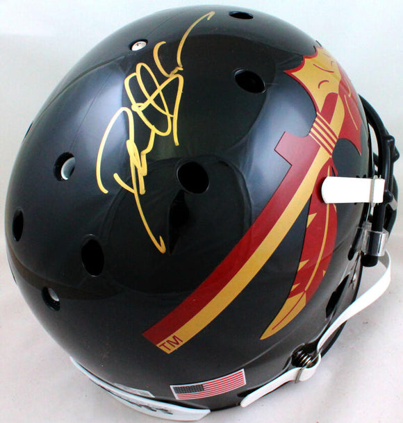 Deion Sanders Autographed Florida State Black Schutt Authentic F/S Helmet- Beckett W *Gold