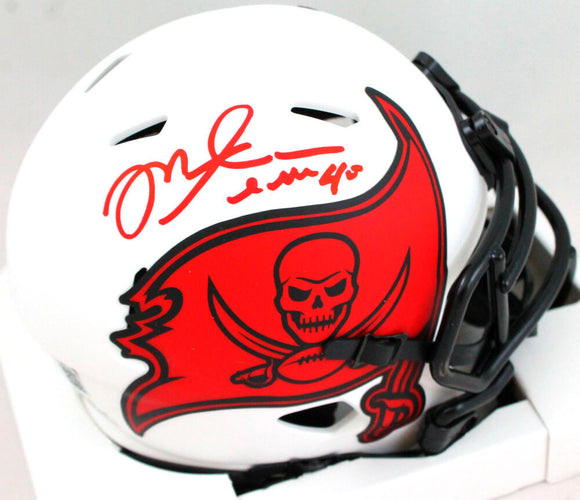 Mike Alstott Autographed Tampa Bay Bucs Lunar Speed Mini Helmet - Beckett W Hologram *Red