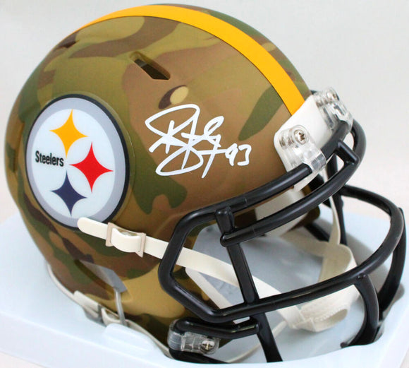 Troy Polamalu Autographed Pittsburgh Steelers Camo Speed Mini Helmet - Beckett W Hologram *White