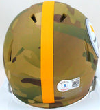 Troy Polamalu Autographed Pittsburgh Steelers Camo Speed Mini Helmet - Beckett W Hologram *White