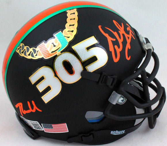 Warren Sapp Autographed Miami Hurricanes Black Traditon Mini Helmet w/ Insc - Beckett W Hologram *Orange