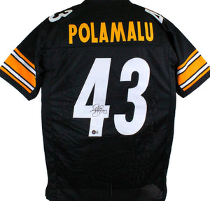 Troy Polamalu Autographed Black Pro Style Jersey - Beckett W