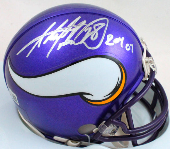 Adrian Peterson Autographed Minnesota Vikings Mini Helmet w/Insc. - Beckett W Hologram*Silver