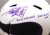 Adrian Peterson Signed Minn Vikings Lunar Speed F/S Authentic Helmet W/2 Insc.- Beckett W Hologram *Purple