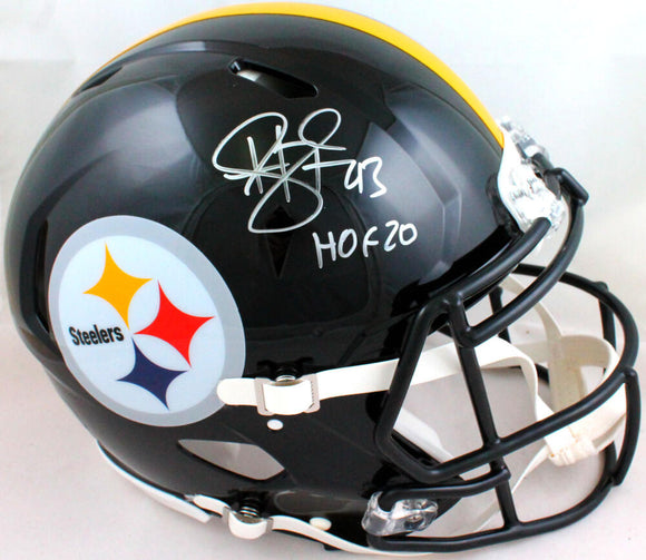 Troy Polamalu Autographed Pittsburgh Steelers F/S Speed Authentic Helmet w/HOF-Beckett W Hologram *Silver