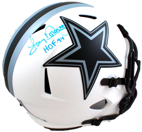 Tony Dorsett Autographed Dallas Cowboys Lunar F/S Speed Helmet w/HOF- Beckett W Hologram *Blue