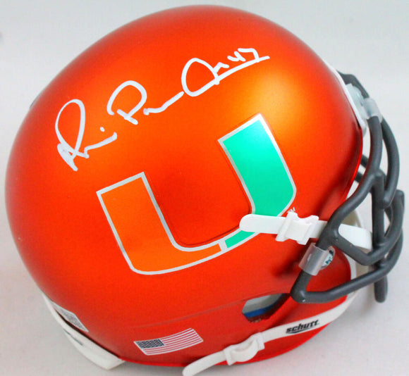 Michael Irvin Signed Miami Hurricanes Orange Schutt Mini Helmet-Beckett W Hologram *White