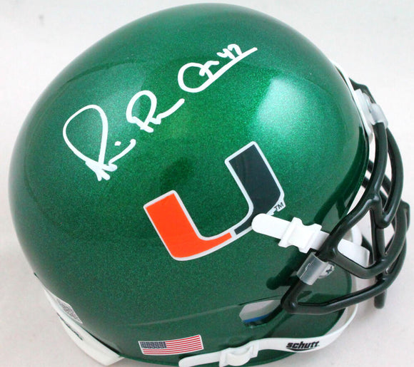 Michael Irvin Signed Miami Hurricanes Green Schutt Mini Helmet-Beckett W Hologram *White