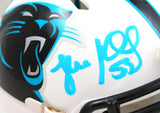 Luke Kuechly Autographed Carolina Panthers Flat White Speed Mini Helmet- Beckett W Hologram*Blue