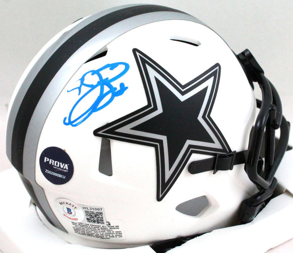 Emmitt Smith Autographed Cowboys Lunar Speed Mini Helmet *Back-Beckett W Hologram*Blue Image 1