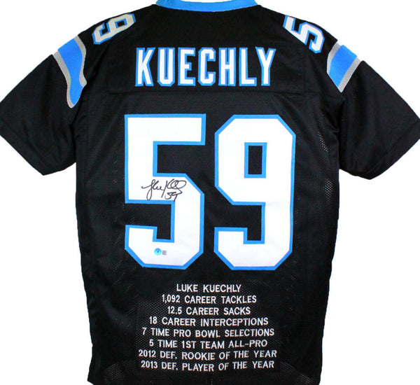 The Jersey Source Luke Kuechly Autographed Light Blue Pro Style Stat Jersey-Beckett W Hologram *Black