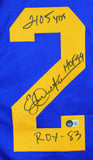 Eric Dickerson Autographed Blue Pro Style Jersey w/3 Insc.-Beckett W Hologram *Black