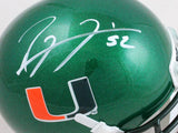 Ray Lewis Autographed Miami Hurricanes Green Schutt Mini Helmet- Beckett W Hologram *White