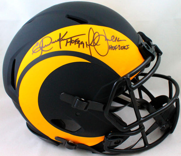 Faulk/Dickerson Signed Rams Eclipse Speed Authentic FS Helmet w/ HOF- Beckett W Hologram *Black Image 1