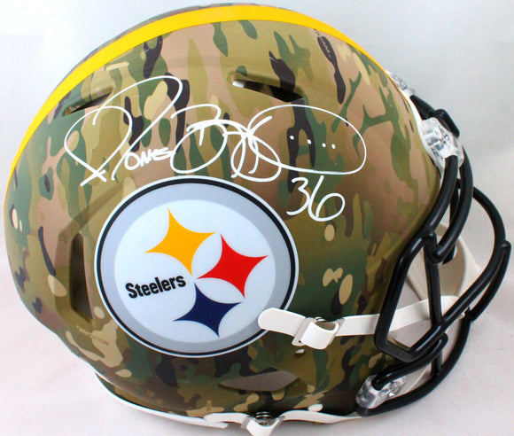 Jerome Bettis Autographed Steelers Camo Speed F/S Authentic Helmet- Beckett W Hologram *White