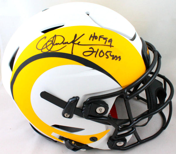 Eric Dickerson Autographed LA Rams F/S Lunar SpeedFlex Helmet w/ 2 Ins –  The Jersey Source