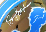 Barry Sanders Autographed Detroit Lions Camo Speed Mini Helmet -Beckett Hologram *White Image 2