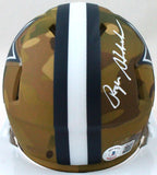 Roger Staubach Autographed Dallas Cowboys Camo Mini Helmet-Beckett W Hologram *White