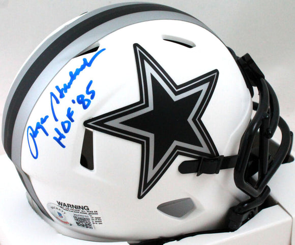 Roger Staubach Autographed Dallas Cowboys Lunar Speed Mini Helmet W/HOF-Beckett W Hologram *Blue