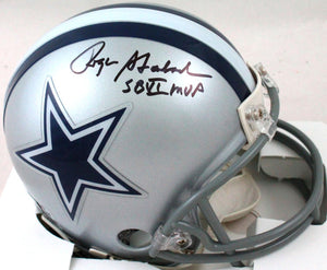 Roger Staubach Autographed Dallas Cowboys Mini Helmet w/SB MVP-Beckett W Hologram*Black