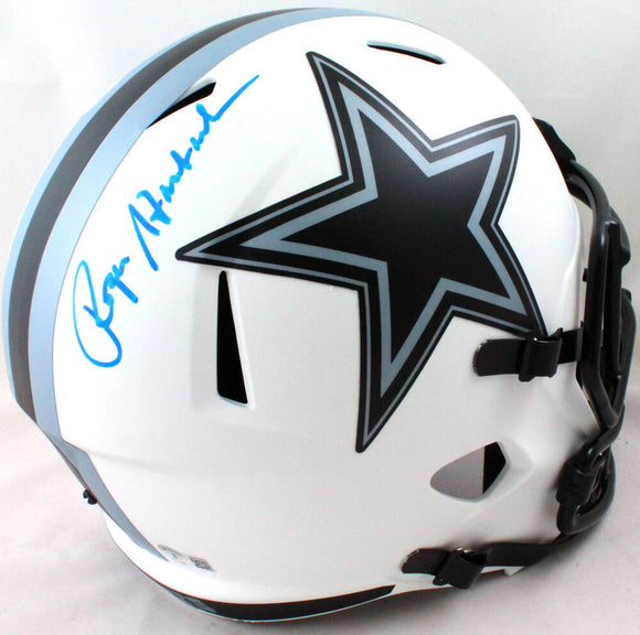 Roger Staubach Autographed Cowboys Lunar Speed F/S Helmet- Beckett W Hologram *Blue