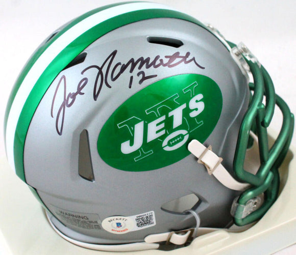 Joe Namath Autographed New York Jets Blaze Speed Mini Helmet-Beckett W Hologram *Black