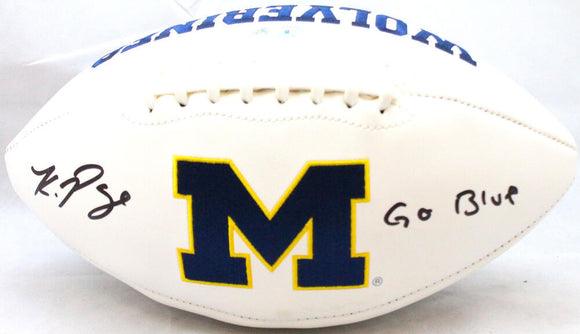 Kwity Paye Autographed Michigan Wolverines Logo Football w/ Go Blue-Beckett W Hologram