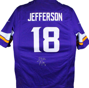 Justin Jefferson Signed Purple Nike Game Jersey w/ Insc- Beckett W Hol –  The Jersey Source