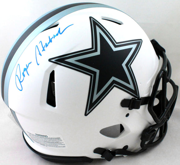 Roger Staubach Autographed Cowboys Lunar Speed F/S Authentic Helmet- Beckett W Hologram *Blue