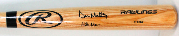 Don Mattingly Autographed Blonde Rawlings Pro Baseball Bat w/Insc.-Beckett W Hologram *Black