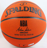 Magic Johnson Autographed Official NBA Spalding White Panel Basketball- Beckett W Hologram