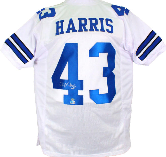 Cliff Harris Autographed White Pro Style Jersey-Beckett Hologram *Silver Image 1