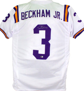 The Jersey Source Odell Beckham Autographed White College Style Jersey-Beckett W Hologram *Silver