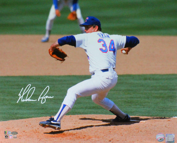 Nolan Ryan Texas Rangers Autographed 16'' x 20'' White Pitching