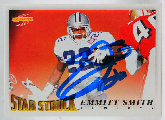 1995 Score Star Struck #206 Emmitt Smith Auto Cowboys Autograph Beckett Witness  Image 1