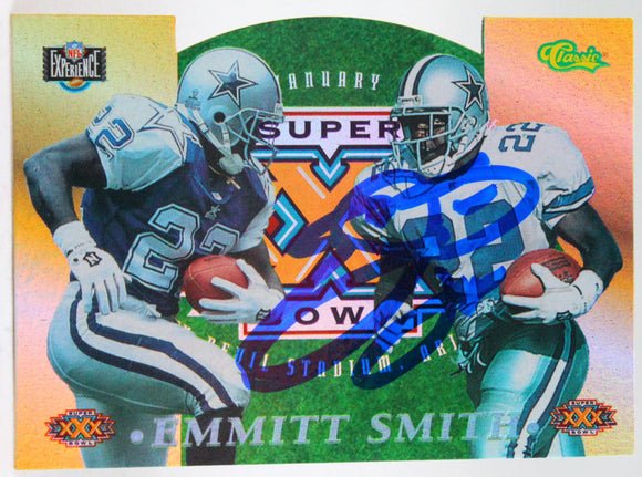 1995 Classic SB XXX Promo #6C Emmitt Smith Cowboys Autograph Beckett Witness Image 1
