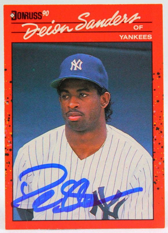 1990 Donruss #427 Deion Sanders New York Yankees Autograph Beckett Witness