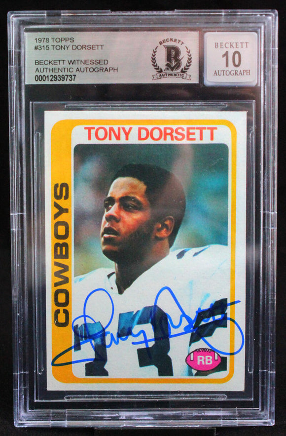 1978 Topps #315 Tony Dorsett Dallas Cowboys BAS Autograph 10