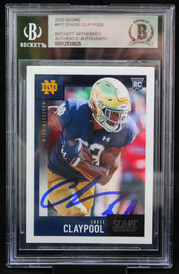 2020 Score #417 Chase Claypool Notre Dame Fighting Irish Autograph Beckett Authenticated