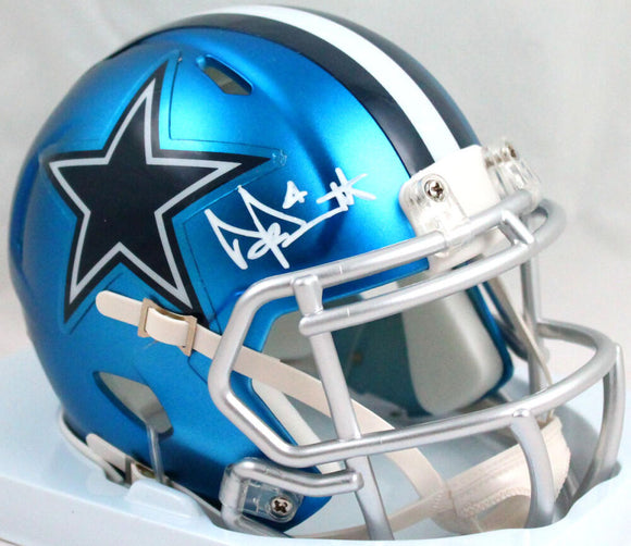 Dak Prescott Autographed Dallas Cowboys Blaze Mini Helmet-Beckett W Hologram *White