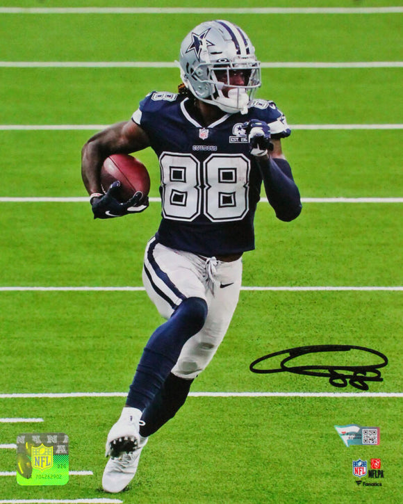 CeeDee Lamb Signed Dallas Cowboys Catch Blue Jersey 8X10 Photo