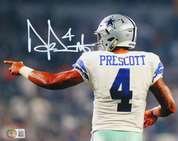 Dak Prescott Autographed Dallas Cowboys 8x10 Back View Photo-Beckett W Hologram *White