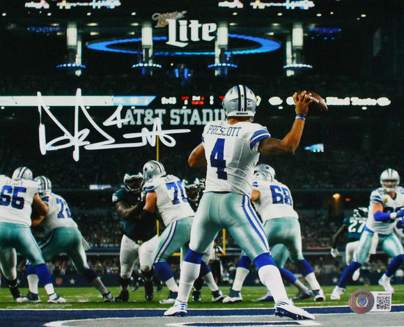 Dak Prescott Autographed Dallas Cowboys 8x10 vs. Eagles Photo-Beckett W Hologram *White