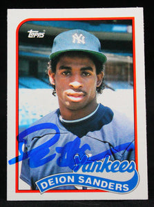 1989 Topps Traded #110T Deion Sanders New York Yankees Autograph Beckett Witness  Image 1