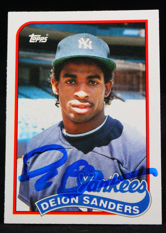 1989 Topps Traded #110T Deion Sanders New York Yankees Autograph Beckett Witness  Image 1