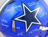 Tony Dorsett Autographed Dallas Cowboys F/S Flash Speed Authentic w/5 Stats Helmet-JSA W *White