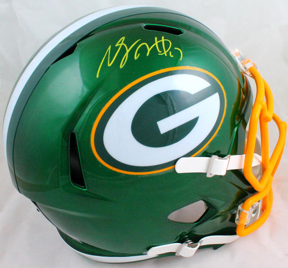 Davante Adams Autographed Packers F/S Flash Speed Helmet-Beckett W Hologram *Yellow